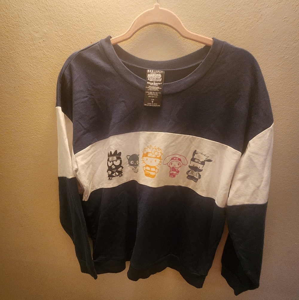 Blue and White Graphic Sweatshirt